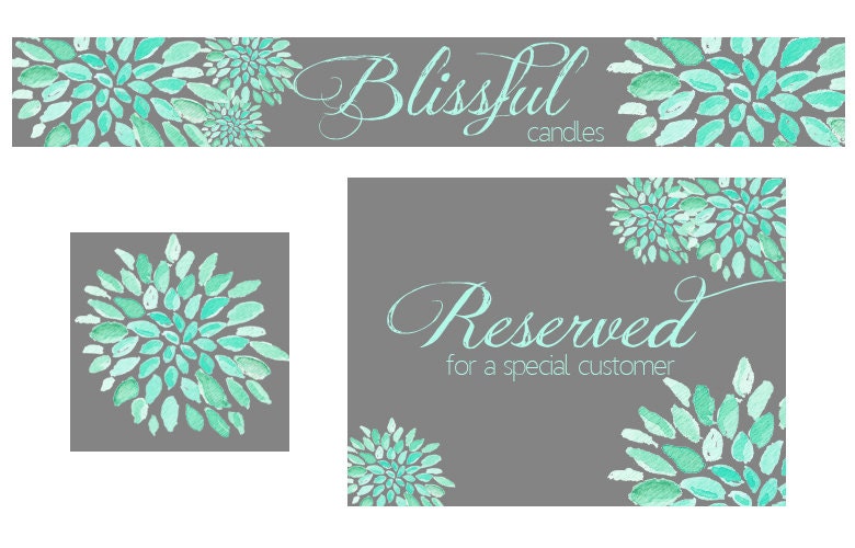 Premade Etsy Shop Set with Banner Avatar and Reserve Graphic for Small Business Owners Sketched Minty Mums