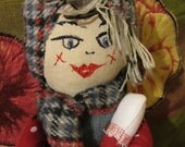 Retro Denim Diva OOAK Designer Custom Made Cloth Doll Vintage Reclaimed Fabric