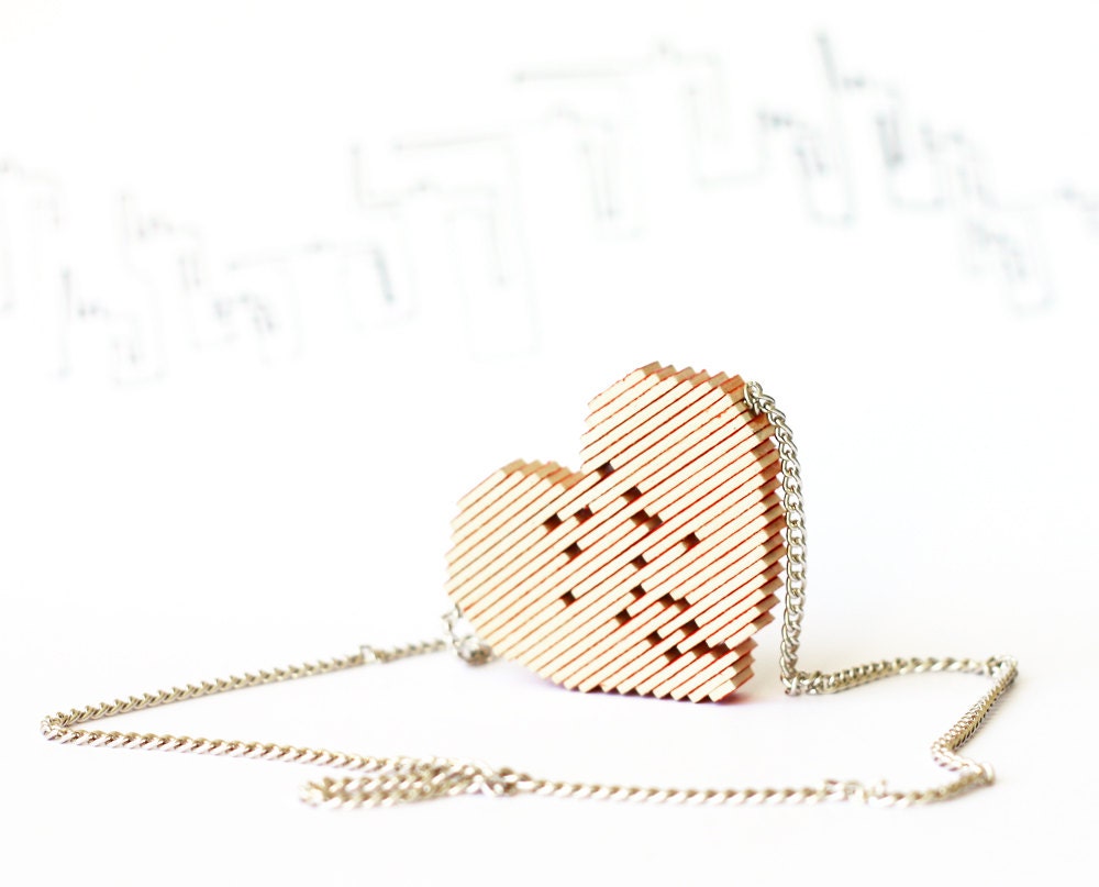 Valentine's day necklace - heart necklace, red pendant - cartonBois