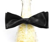 Handmade Black Satin Self Tie Bow Tie