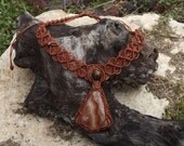 Handmade Peruanita Macrame Necklace/ Boho Chic/ Trial/ Cabochon/ OOAK