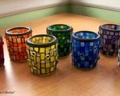 Custom Order Set of 7 Rainbow Votives (Pick your Colors) (Recycled Stained Glass)