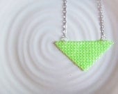 Spring and Summer Neon Lime Triangle Pendant Long Necklace, Seed Bead Jewelry, Geometric Jewelry,Friendship Jewelry,Best Friend Jewelry