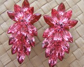 Gorgeous Vintage 1980s Hot Pink Swarovski Crystal Earrings Pageant Glamour