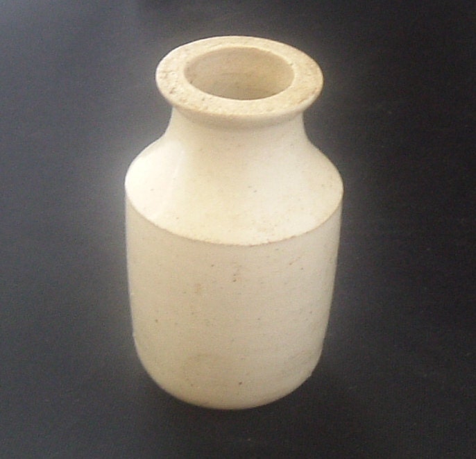 Old stone wear little ink bottle, antique from Archaeological dig, Edwardian era