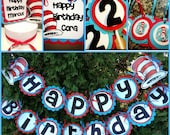 Dr Suess inspired party set Cat in the Hat Happy birthday set