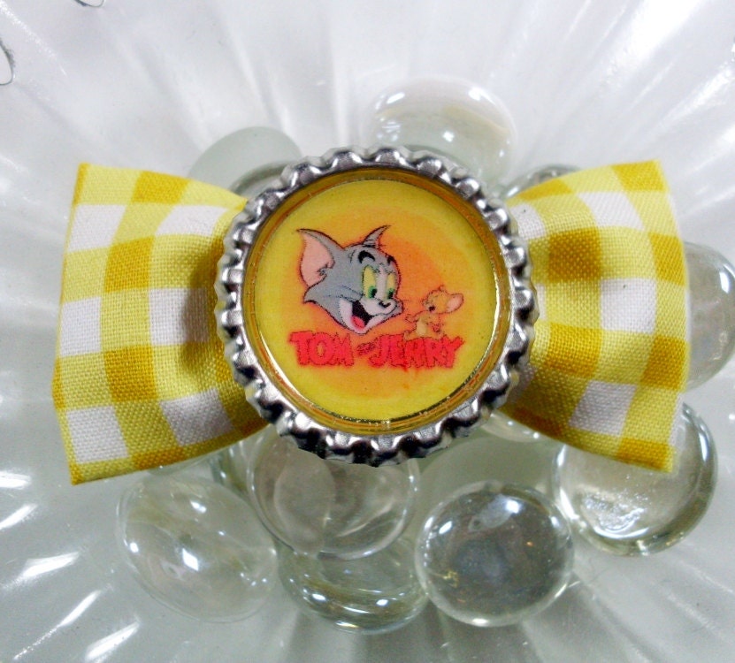 Tom & Jerry Yellow Check Hair Bow