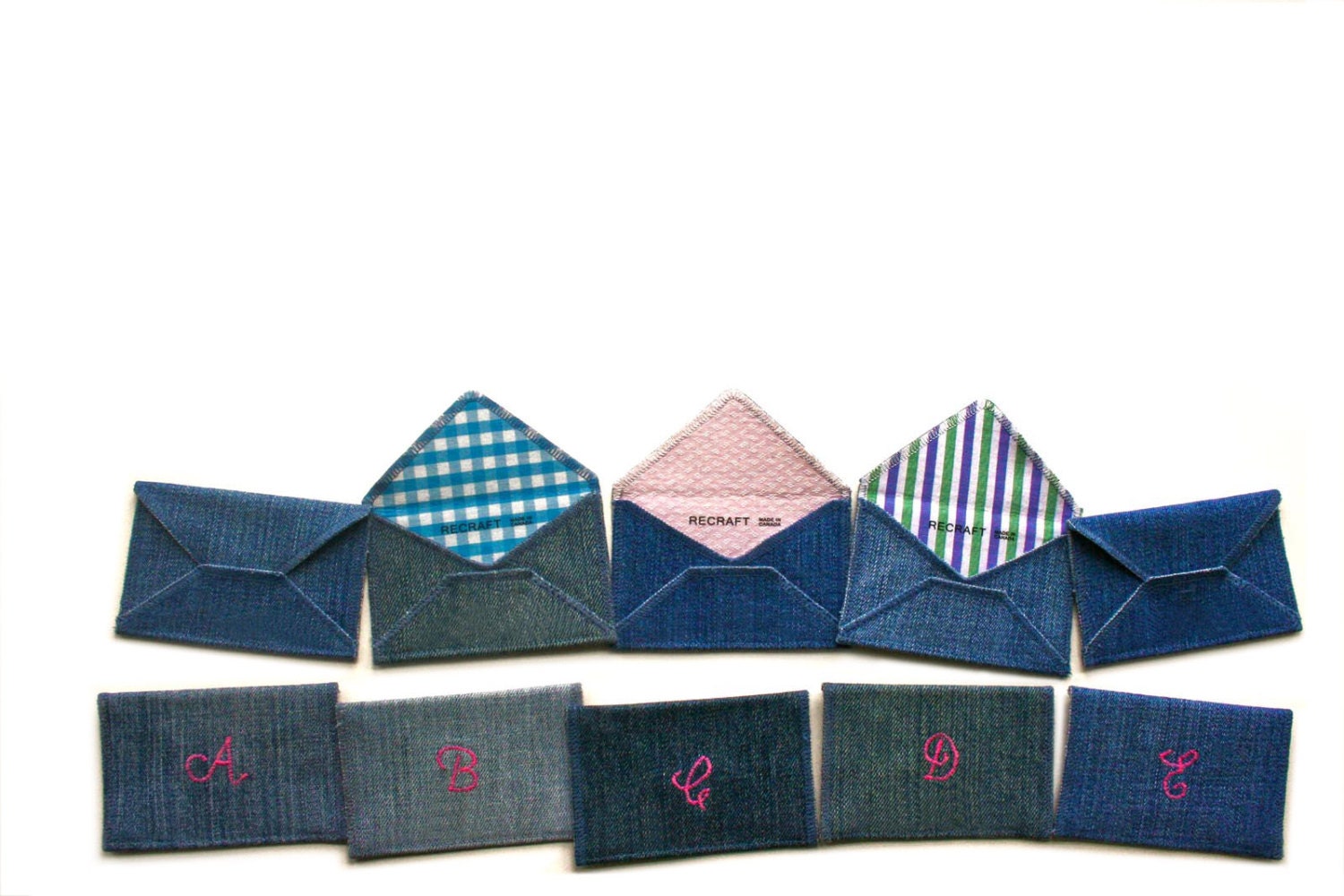 Monogram Gift Card Envelope - Handmade from Salvaged Denim and Fabrics
