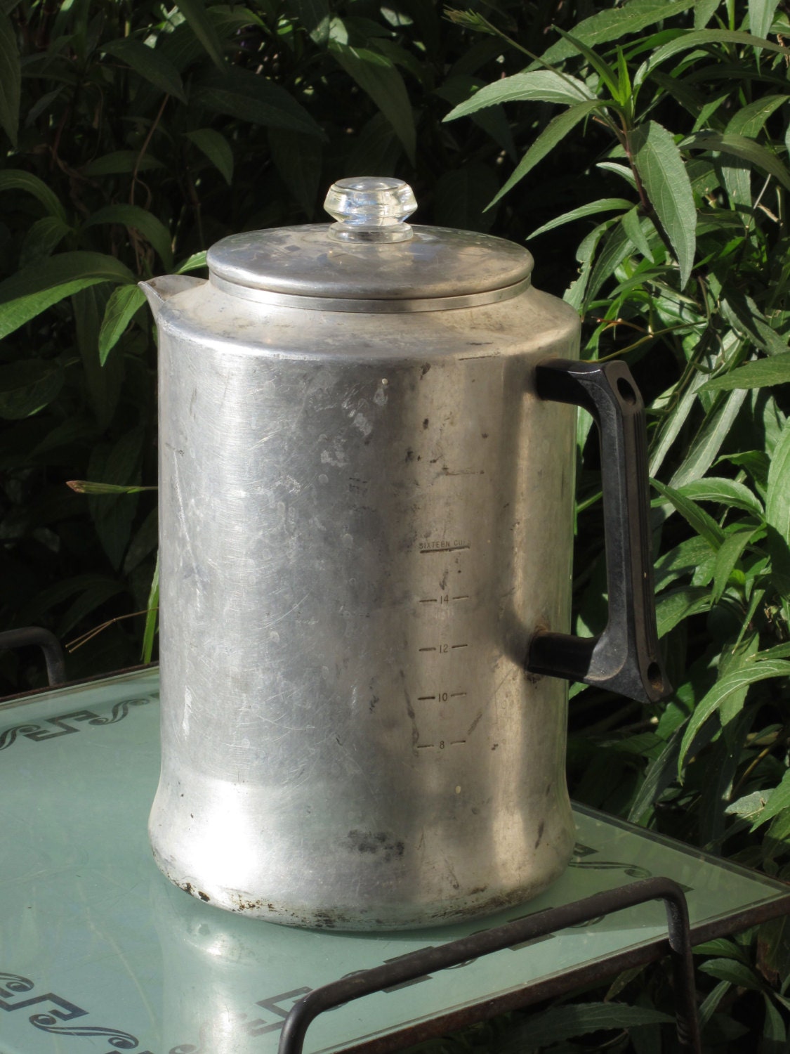 Items similar to 16 Cup Percolator Aluminum Glass Knob Bakelite Handle