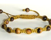 Tigers Eye Macrame Square Knot Friendship Bracelet