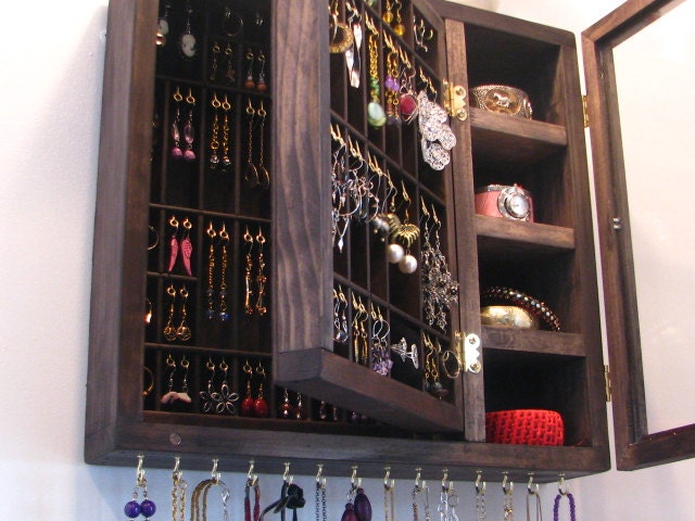 Jewelry Organizer with glass door and two layers of storage
