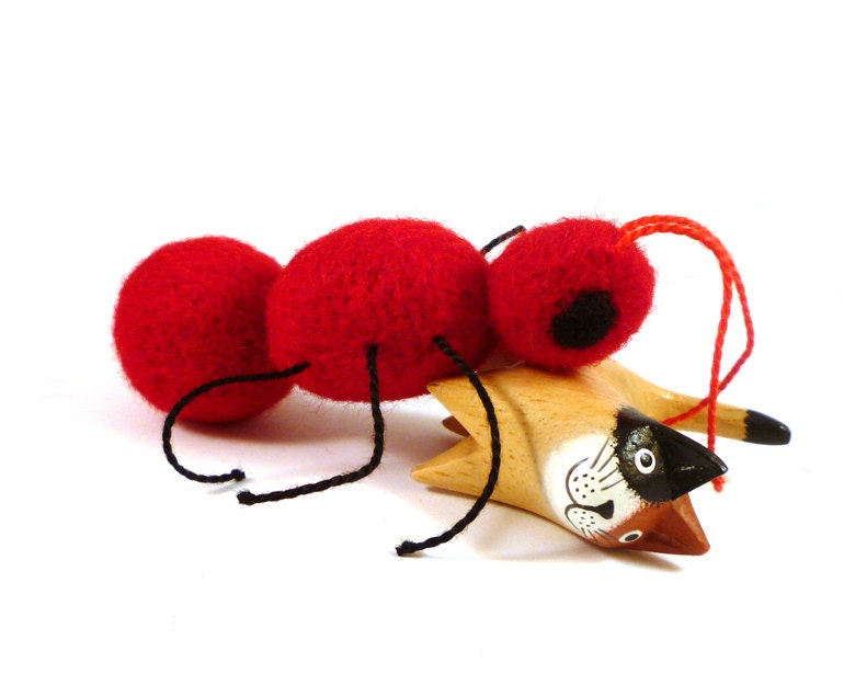 Red Fire Ant Catnip Cat Toy - Needle Felted Wool