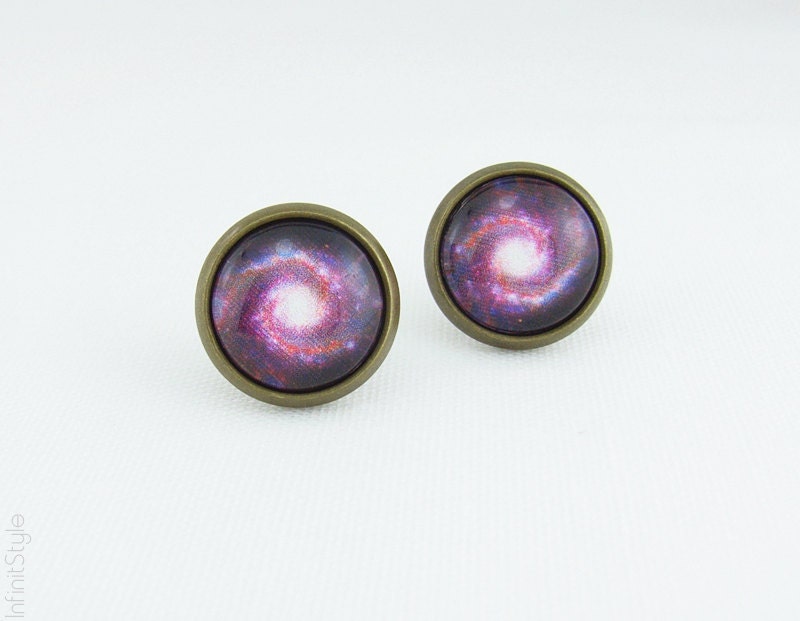 Spiral Galaxy Stud Earrings - Space Jewelry