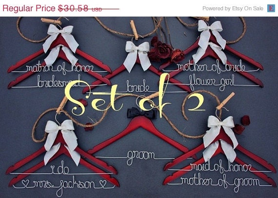 ON SALE 10% DISCOUNT- Set of 2 personalized hangers - perfect for bridal party