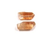 Tangerine Quartz Crystal 2 Rough Raw Natural Points 34mm and 35mm for Jewelry Making, Wire Wrapping, Orange, Rust, Pumpkin (Lot no. 3807)