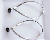 4g-5/8" Dark Heminite Sparkle Tear Drop Hoop Dangle Tunnels