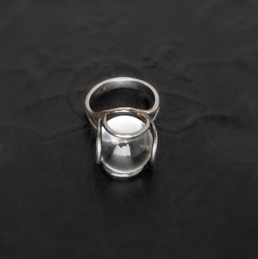 Art Deco Ring.  Rock Crystal Pool of Light. Sterling. Undrilled.