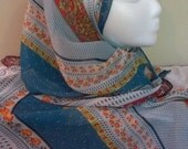 Folkloric stripe chiffon scarf
