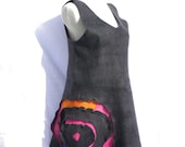 Handmade Nuno felted dress/ silk and wool /everyday/ dark gray dress/ spring fashion/ size  M small medium/OOAK