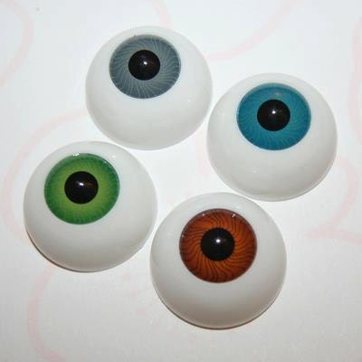 4 x 1" Sized Colourful Half Eyeballs Cabochon Flatbacks