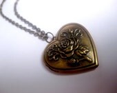 Rose Engraved Bronze Heart Locket