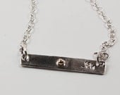 Personalized Bar Necklace Sterling Silver and 14K Gold