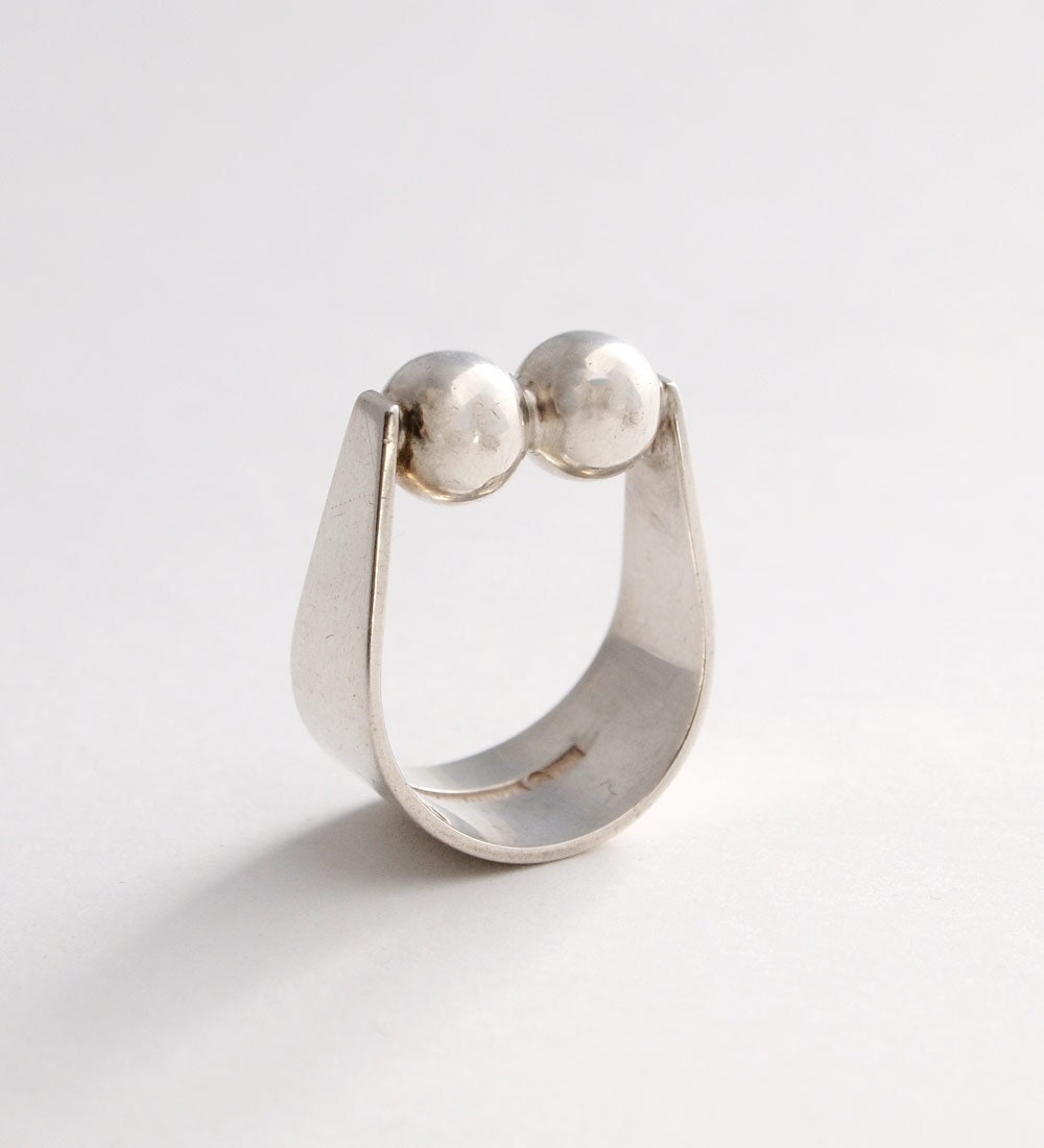 Modernist Kaunis Koru Sterling Silver Ring Finland Scandinavian Nordic 1970s