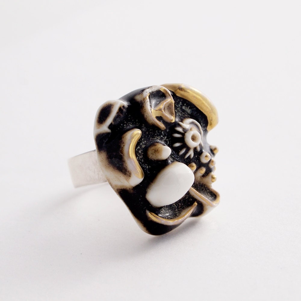 Modernist Anton Michelsen Royal Copenhagen Porcelain Ring Scandinavian Nordic Statement Sculptural 1960s