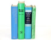 Vintage Books Home Office Decor Green Blue Vintage Book Bundle