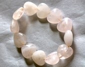 Pink Heart Bracelet, Rose Quartz Beads, Streatchy Cord, Stone Bracelet, Estate Sale, Item No. B450