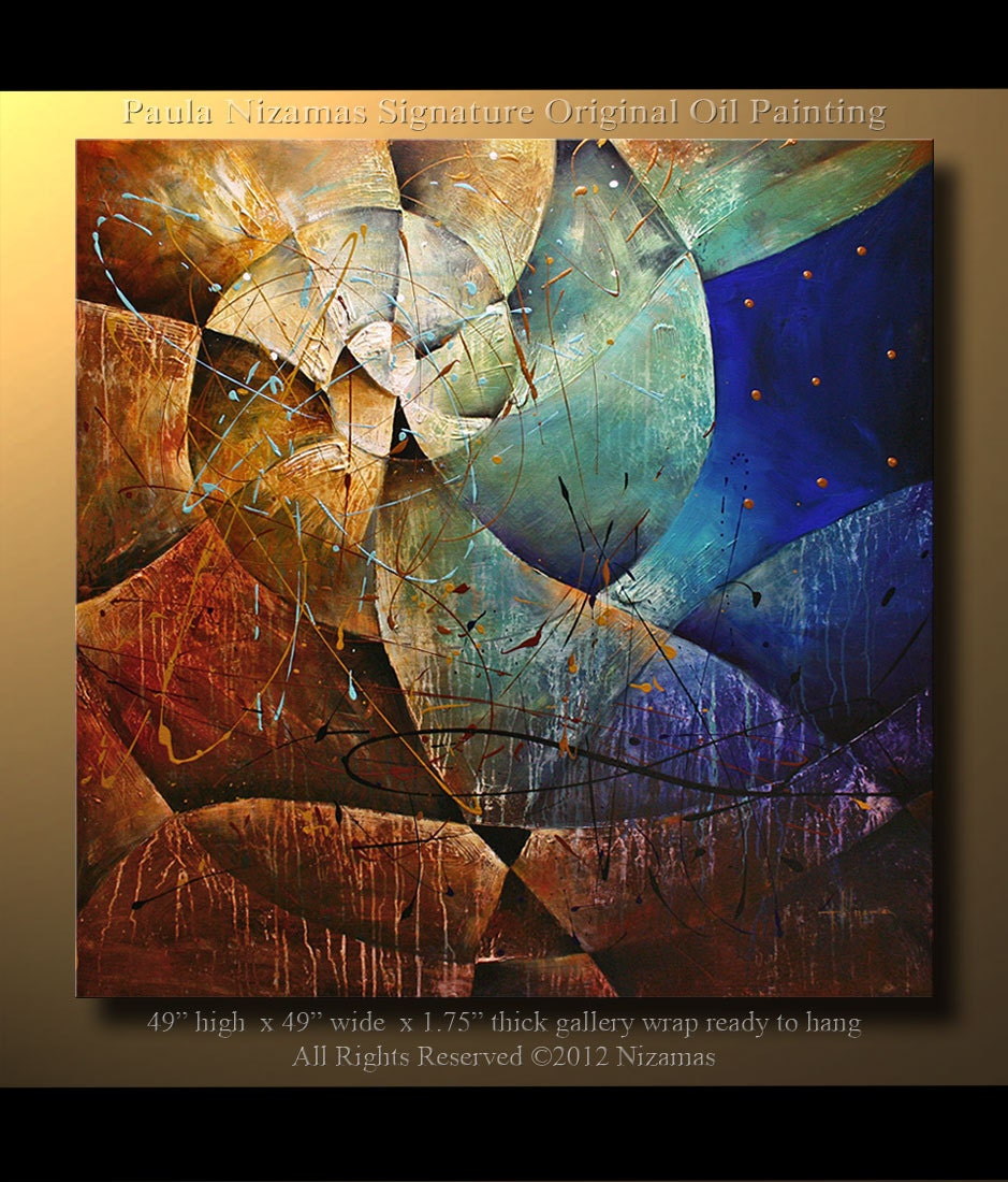 49" Contemporary  Large Oil Painting Original Abstract Modern Art  Modern Ready to Hang Frame Fine Original Art oo