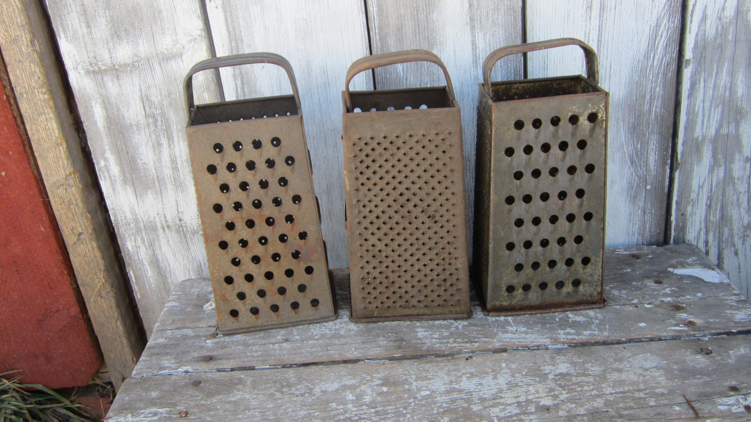 Set of 3 Vintage Cheese or Food Graders Country Kitchen Collectible Primitive Rustic Decor