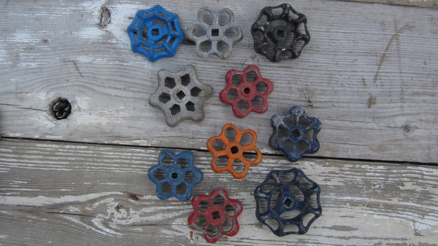Instant Collection of 10  Industrial Valve  Metal Spigot Faucet Handles Cast Antique Garden Handle