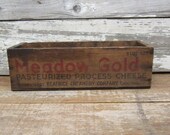 Large Antique Wood Box Wooden Cheese Box Wood Crate Rustic Distressed Display Meadow Gold 5lbs