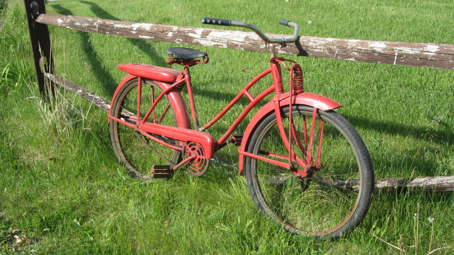 Antique Bicycle JC Higgins Girls Bike Rusted Painted Red Country Rustic Decor Vintage Bicycle 1950s Bicycle