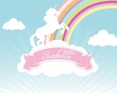 RAINBOW & UNICORN Backdrop Printable Artwork - Personalized for your Birthday Party