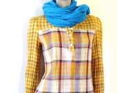 70s woven plaid shirt, blouse, small