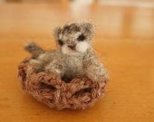 Little Needle Felted Kitty in the Crochet basket