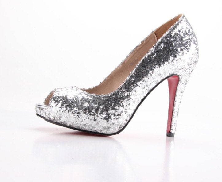 Made to order blingbling silver shoes for party or wedding