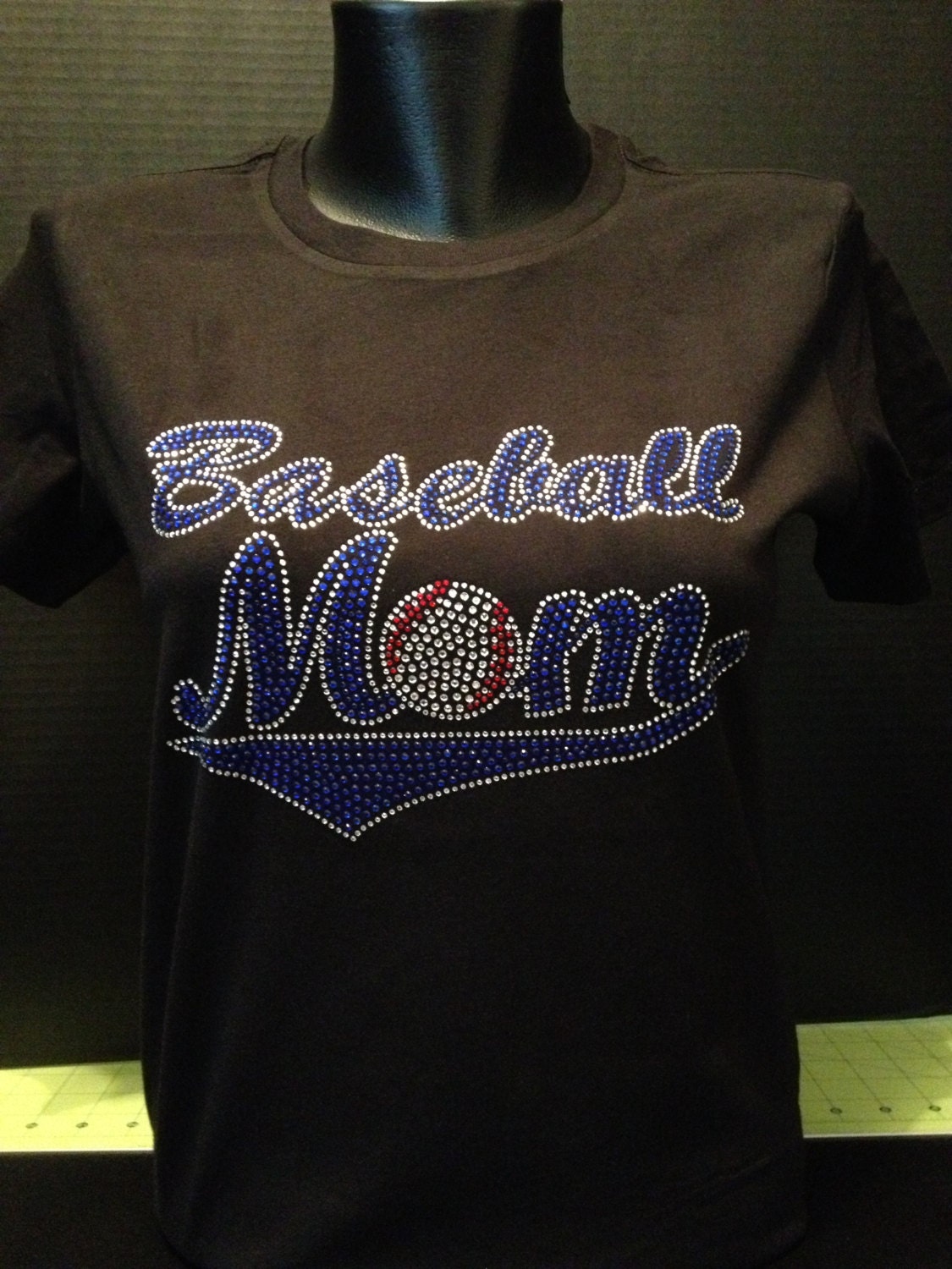 Baseball Mom Blue Bling T-Shirt