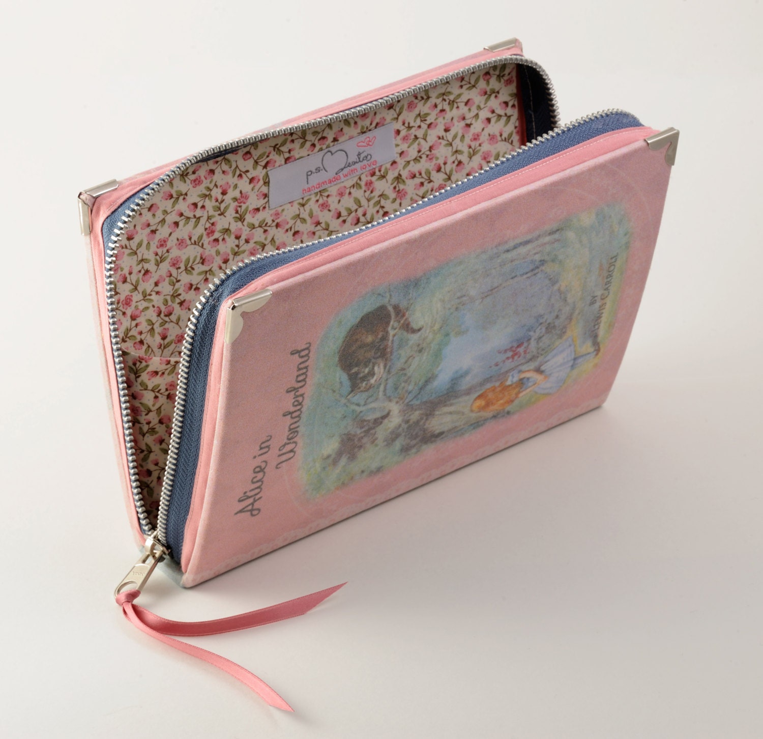 Pink Alice in Wonderland book clutch