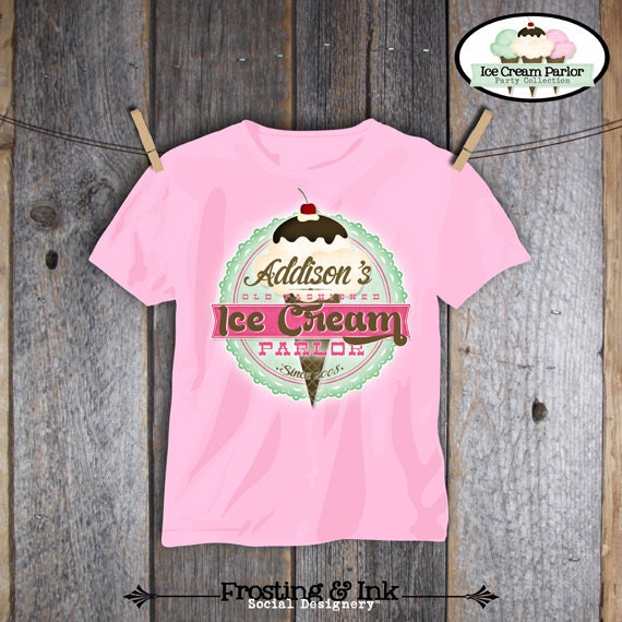 Ice Cream Party - Ice Cream Parlor Birthday - Iron on Transfer - Printable (Shirt, Tshirt, Apron, Social, Sweet, Shoppe, Old Fashioned)