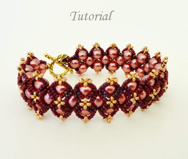 PDF for Roses bracelet beadweaving beading pattern tutorial beadwoven beaded seed bead jewelry
