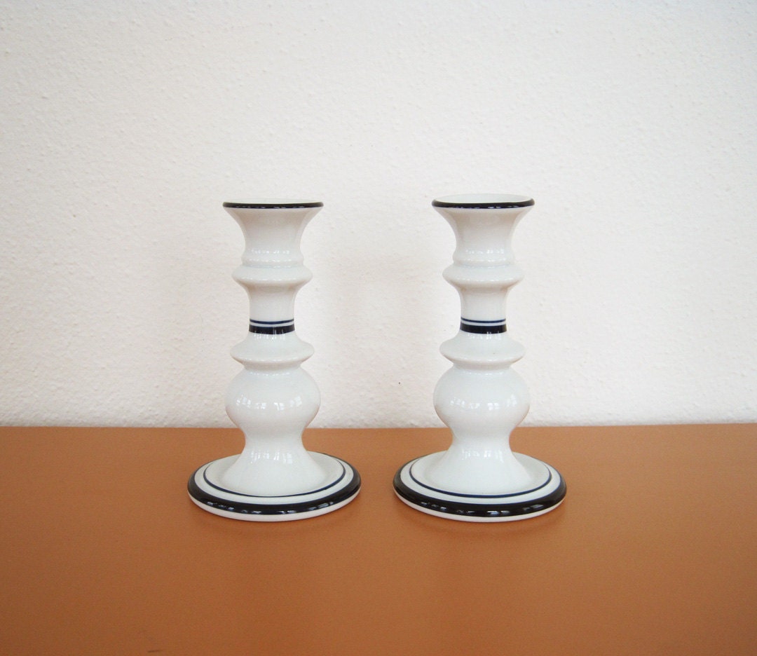 Vintage Dansk Candle Holders, Christianshaven Blue, Dansk Portugal