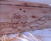 Wedding Wine Box for Rustic Weddings Two Owls on a Branch