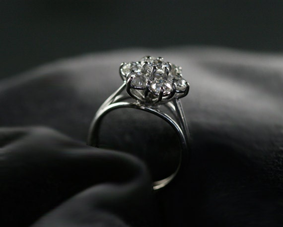 Vintage Diamond Cluster Engagement Ring