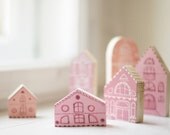 Hand painted wooden village, miniature village, hand painted house, wood block toy house, little wooden house, decorative miniature house - anamarko