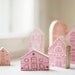 SET of 6 - Hand painted wooden village, miniature village, hand painted house, wood block toy house, little wooden house, decorative house