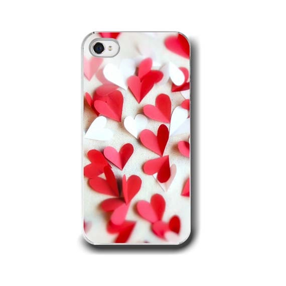 Hearts, iPhone 5 4 4s Case, Hearts, Love, Red White, Romance, Cell Phone Case, Accessory for iPhone 5 4 4s