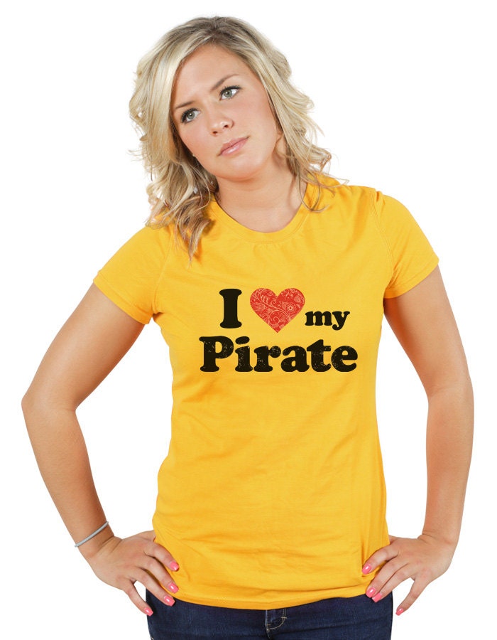 I Love (Heart) my Pirate shirt - Printed on Soft Cotton T-Shirts for Women and Men/Unisex